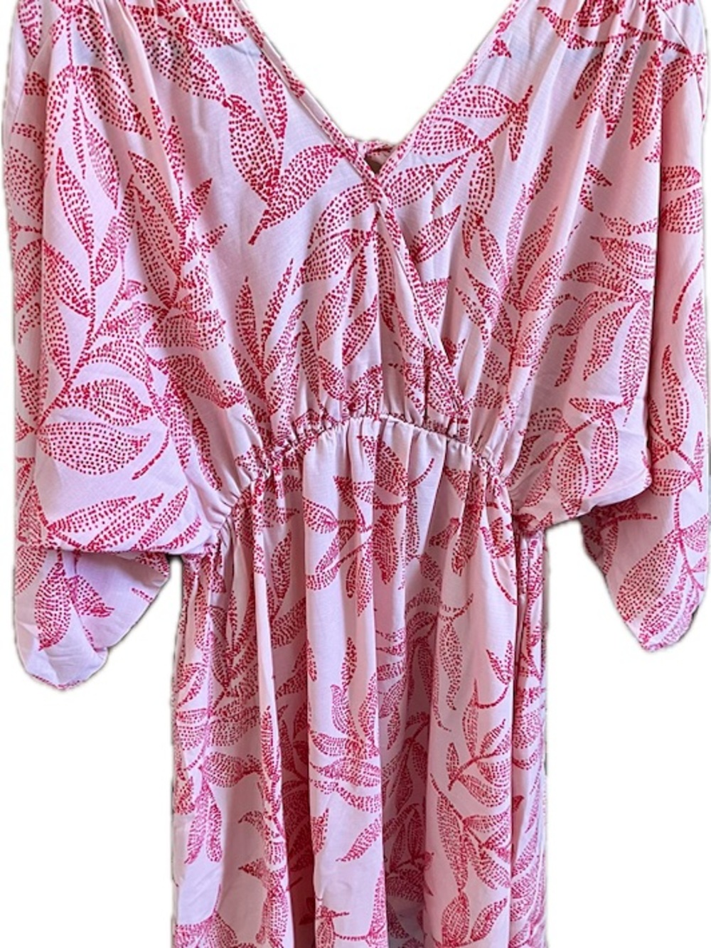 Boho Floral Pink V-Neck Mini Dress - Picture 2 of 8